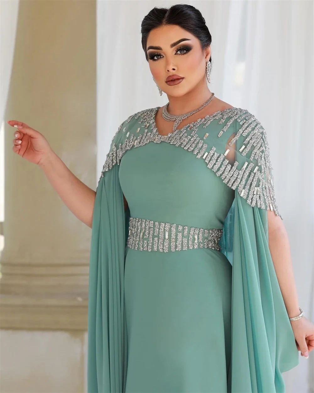 V-Neck Celebrity Fashion Evening Dresses Elegant Sleeveless Crystal Lady 2024 Prom Pageant Gowns Robe De Soiree Customed