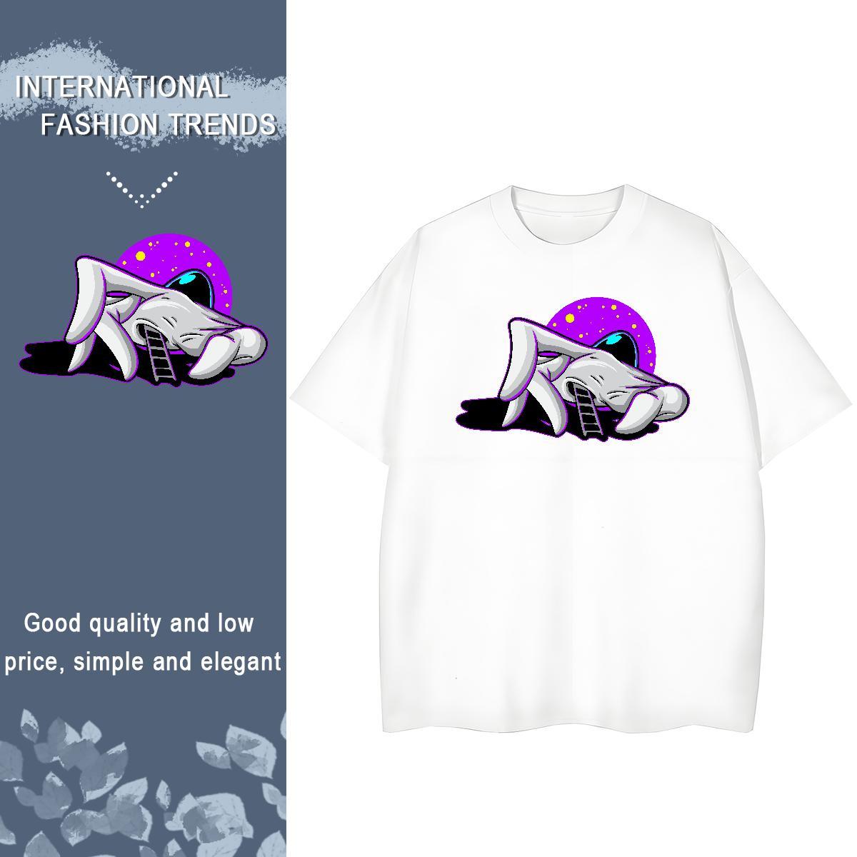 Factory Direct T-Shirts Short Sleeve O-Neck 100% Cotton 230g Women Tshirts Cartoon Printing L-4XL ET Summer Casual Loose fit Tops