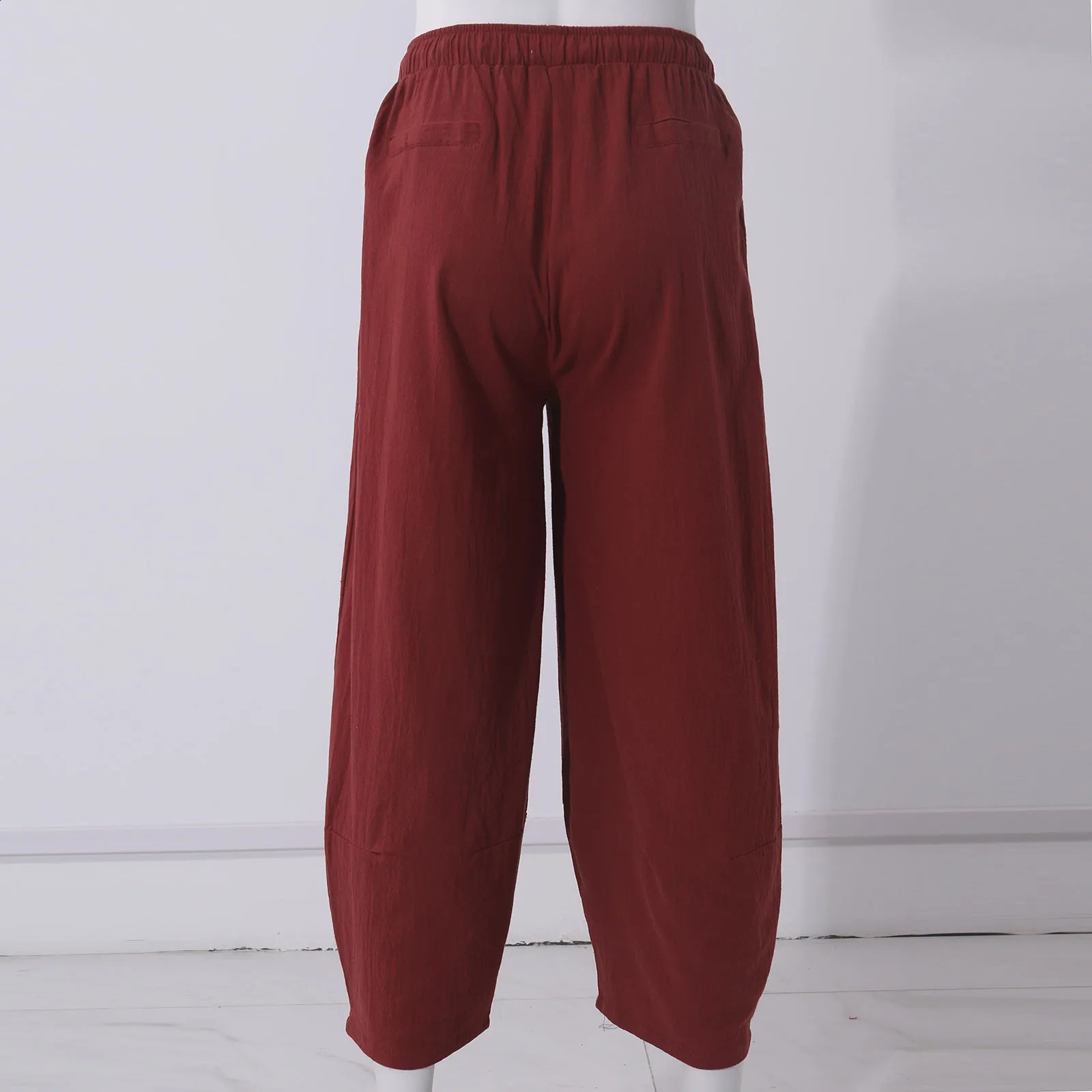 Large Size Drawstring Elastic Waist Harem Pants Mens Harem Pants Summer Fashion Casual Loose Solid Color Pants Daily Causal 240822
