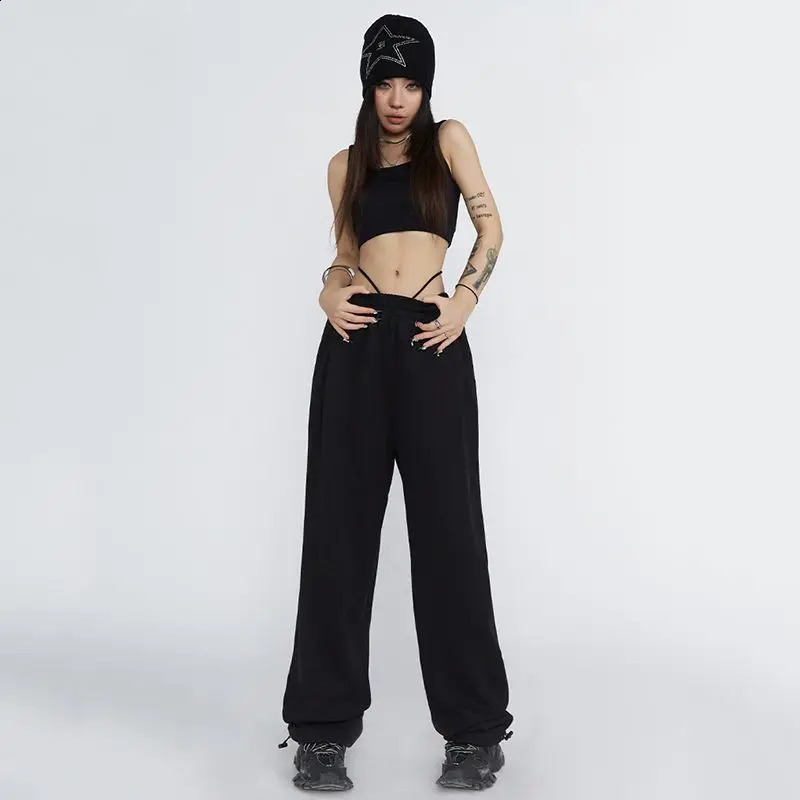 QWEEK Women Y2k Baggy Sweatpants Vintage Harajuku High Waist Female Jogger Pants Elastic Casual Streetwear Oversize Wide Trouser 240821