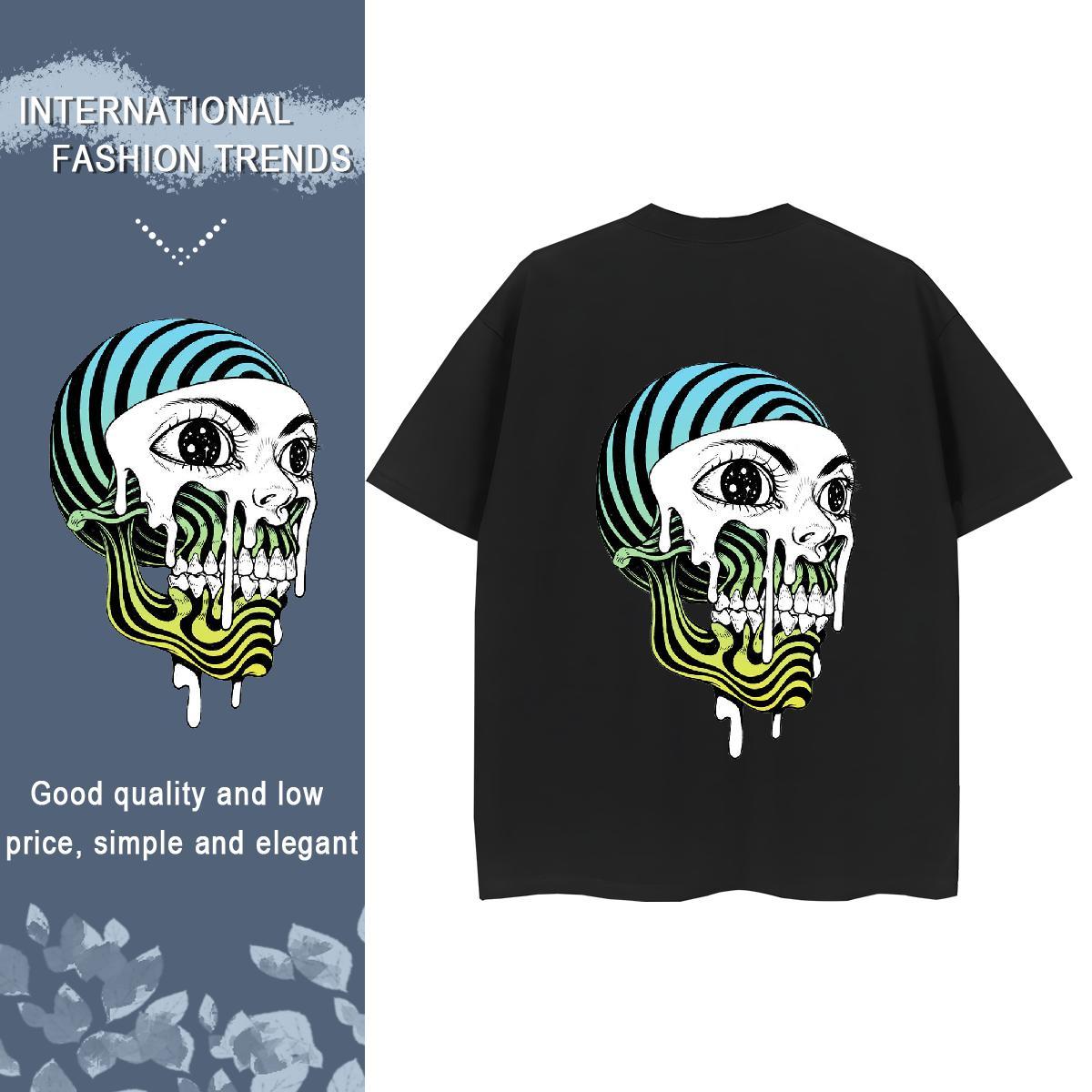 Factory Direct Woman T Shirts 100% Cotton 230g Breathable Short Sleeve Street Casual skull Women Tshirts Designer Nice Anime Print Tops Shirt