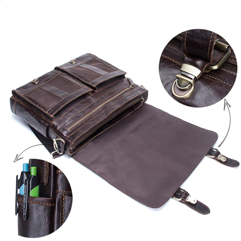 CONTACTS Mens Briefcase Genuine Leather Business Handbag Laptop Casual Large Shoulder Bag Vintage Messenger Bags y Bolsas 240821 32bd