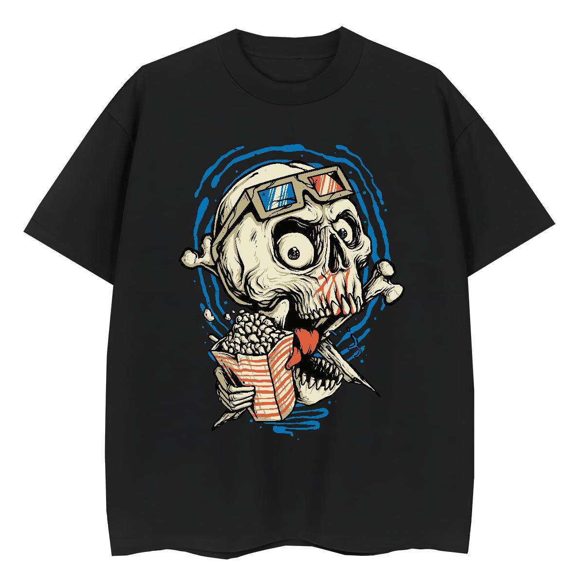 Stylist Womens T Shirts 230g Pure Cotton Breathable Crew Neck Hip Hop skull Women Tees Nice DIY Printed Clothes