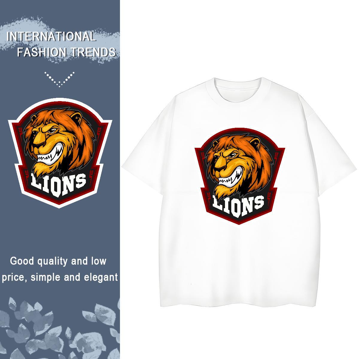 Fashion New Women T Shirts Crew Neck Breathable 230g Cotton Women Tees DIY Printed lion Home Outdoor Loose Wear