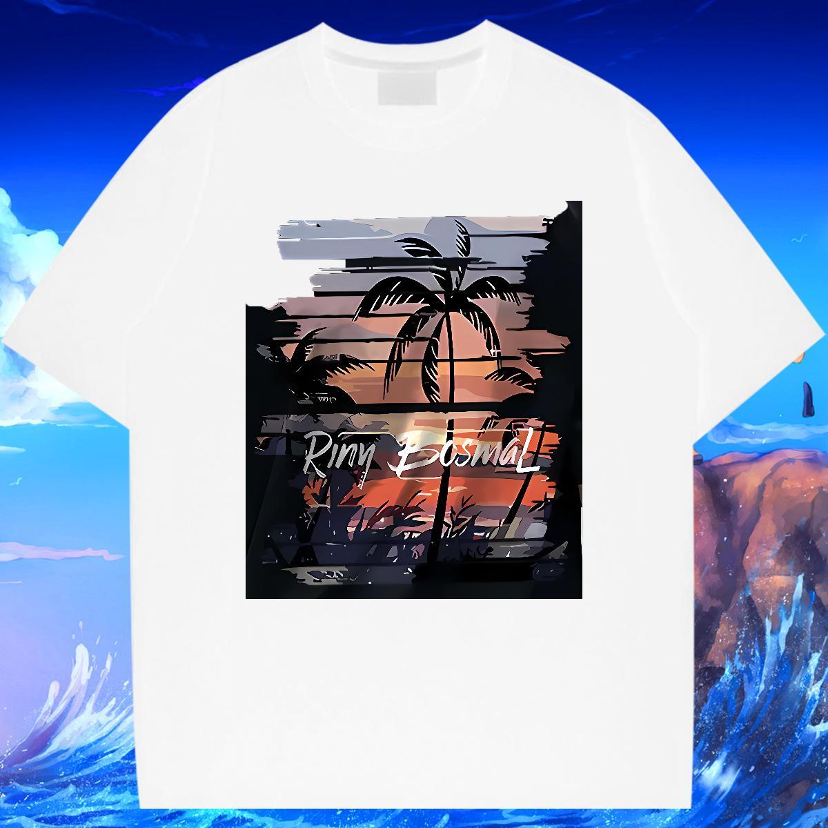 TOP Quality Men Clothes T-Shirt Sport 230g Pure Cotton Custom Cartoon Short Sleeve Soft scenery Men T Shirts New Designer Wear