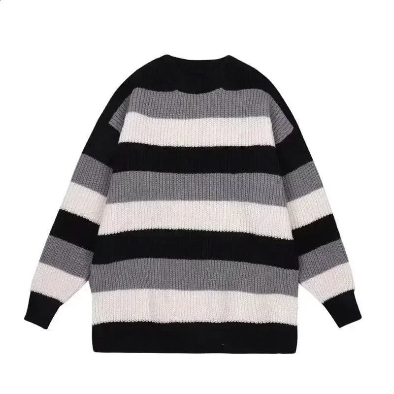 Mens Clothing Jacket Coat Pullovers Knit Sweater Male Striped Brown Cotton Korean Autumn Clothes Thick Winter Fun Heated Sheap 240821