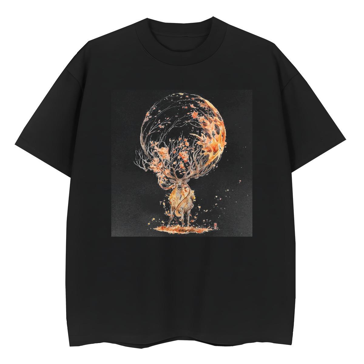 Designer T Shirts Women Comfortable 230g 100% Cotton Women Tshirts DIY Anime Deer Casual Daily Wear Unisex Clothes