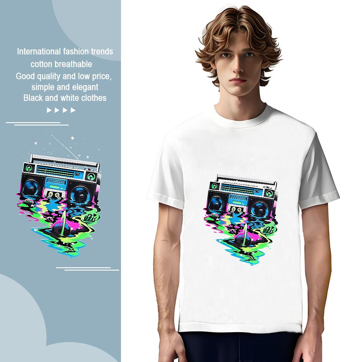 Free Shipping radio T Shirts Men Casual Daily Wear Tshirts 230g 100% Cotton Stylist Short Sleeve Soft Oversized 4XL Tee Shirt