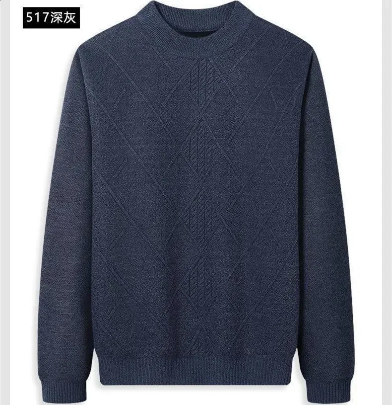 Mens Autumn Winter Warm Sweater Solid Pullovers Male Thick Jumpers Knitwear Round Neck Casual Clothing Knitted Sweater Men 240821