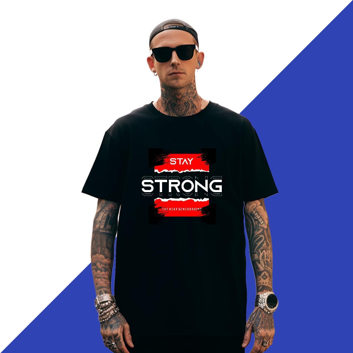 TOP Quality Tshirt for Man Woman Beach 100% Cotton 230g Customized Pure Cotton stay strong T Shirts Men Fashion New Polos