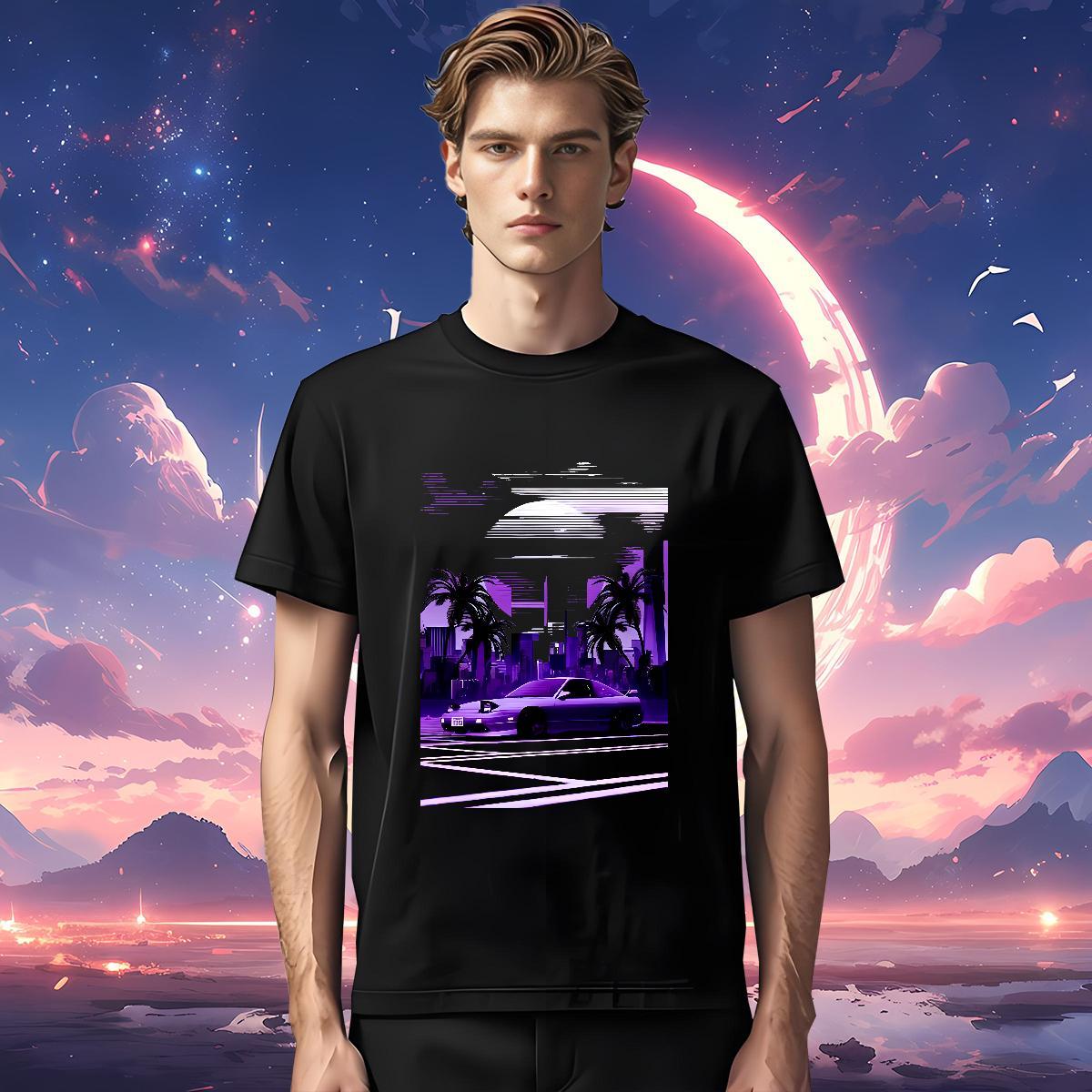 Free Shipping car T Shirts Men Spring Summer Men Tops Tees 230g Pure Cotton 2024 DIY Breathable Short Sleeve White Plus Size Wear