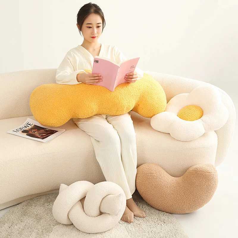 Nordic Style Flower Knot Plush Seat Cushions Pillow Toy Soft Cartoon Round Ball Stuffed Doll Sofa Kids Cushion Birthday GiftsXJ240821