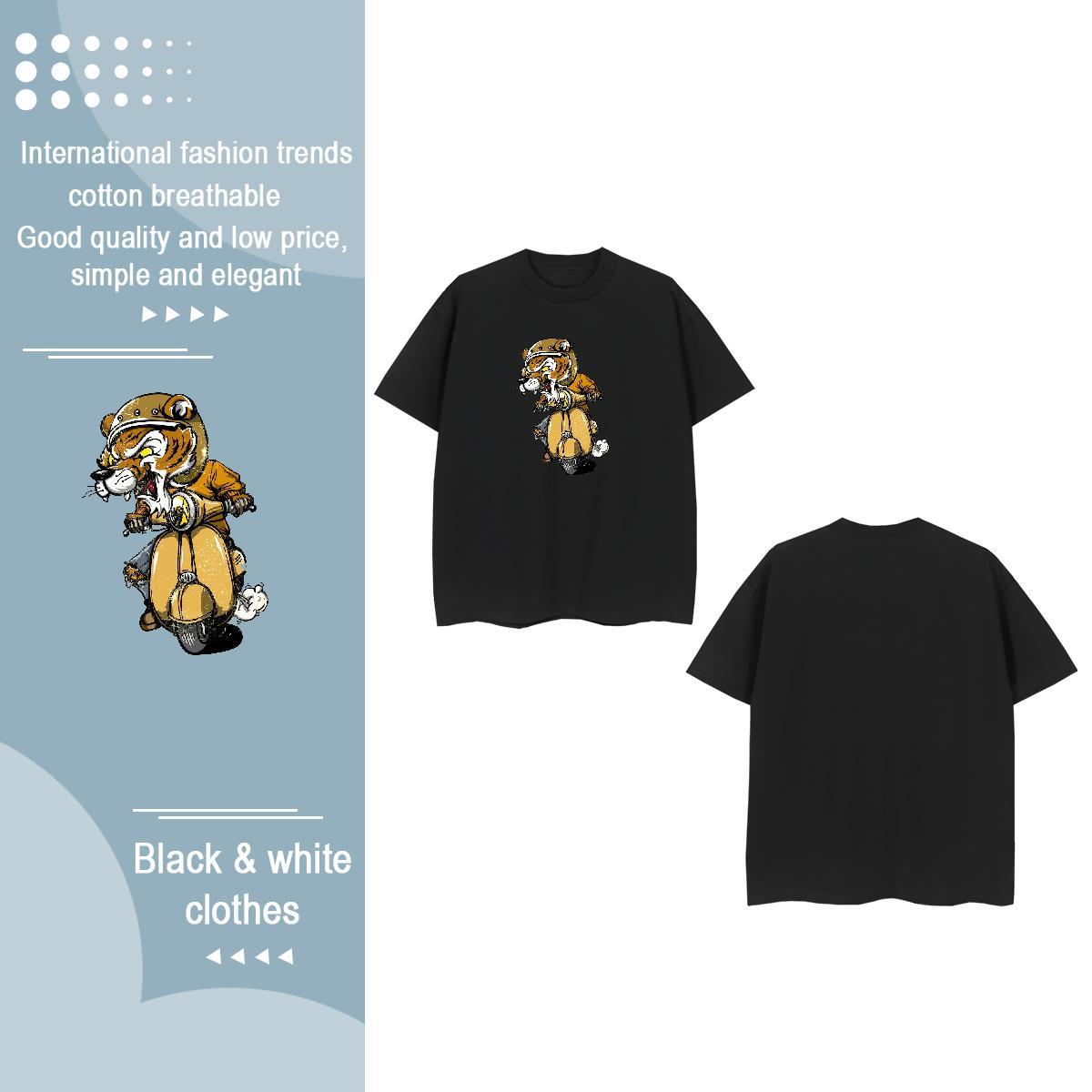 DIY Womens T Shirts Comfortable 230g Cotton Woman Tshirt Custom Cartoon tiger Casual Daily Wear Female Tops Tees