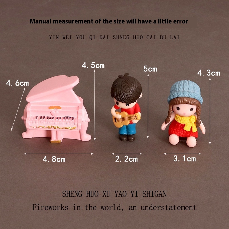 Cute piano models, creative ornaments, musical instruments, guitar playing scenes, doll houses, passing homes, resin tabletop decorations