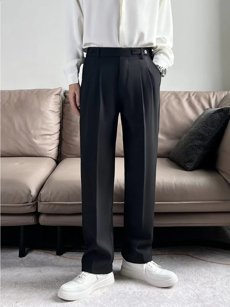 Social custom mens suit pants solid color polyester Trouser business straight elegant relaxed fashion 240821