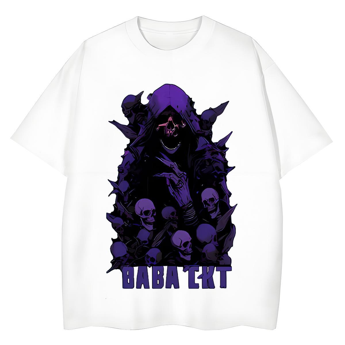 Fashion Casual T Shirt For Woman 230g Pure Cotton Breathable Crew Neck Daily Outfit skull Couples T Shirts Loose Cartoon Anime Top Tees