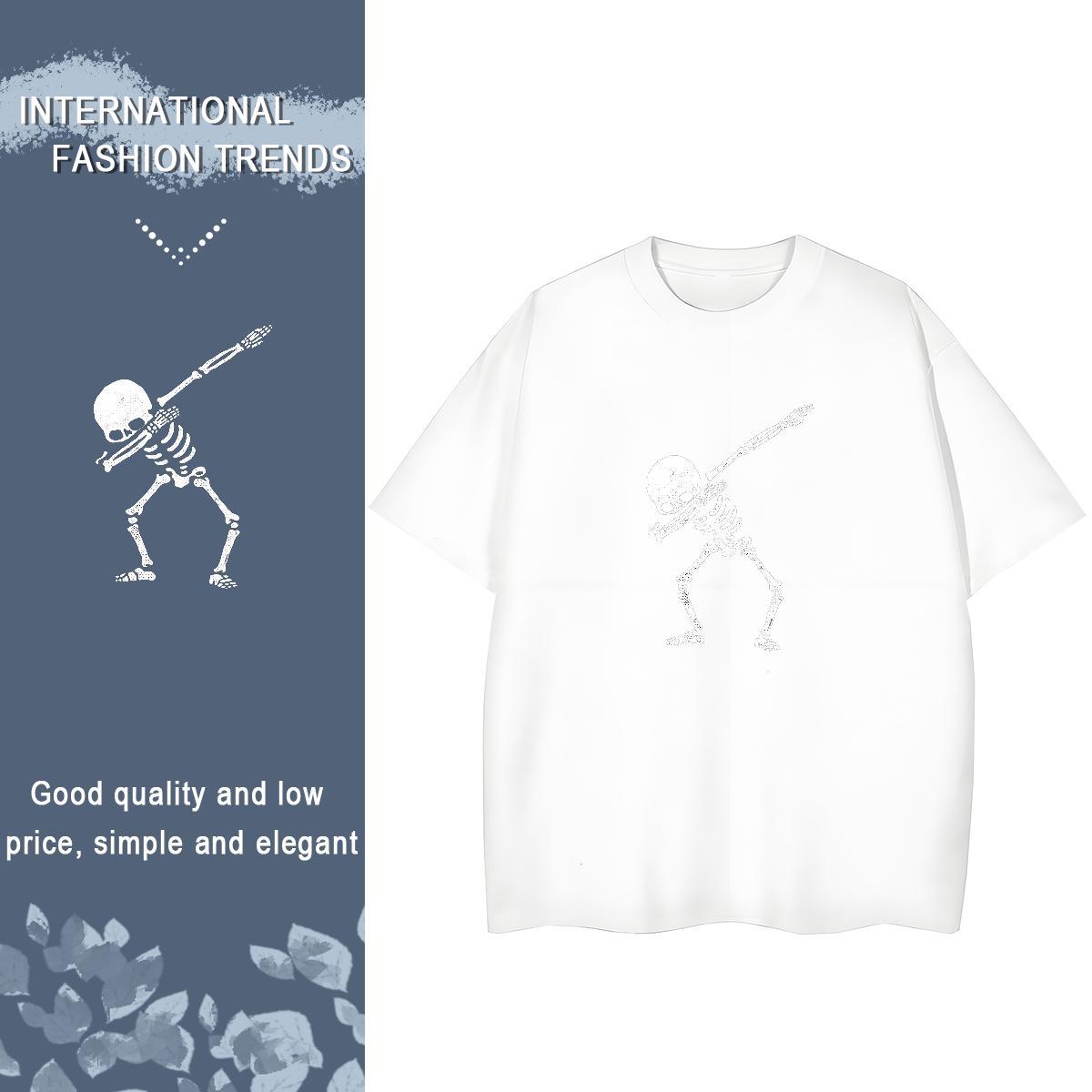Brand T-Shirts 230g 100% Cotton Crew Neck Breathable Daily Outfit skull Tshirt for Man Woman Free Shipping Anime Tops Tees