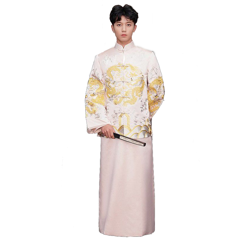 New arrival male cheongsam Chinese style costume the groom dress jacket long gown traditional Chinese wedding dress men ethnic clothing