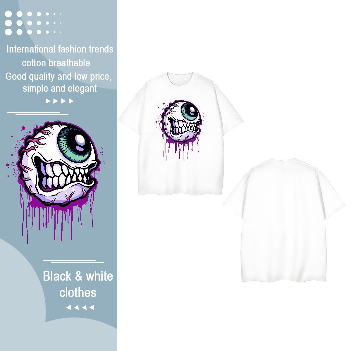 Fashion New Womens T Shirts Breathable Crew Neck 230g Pure Cotton Tshirt for Man Woman DIY Anime Printed ET Casual Beach 5A Clothes
