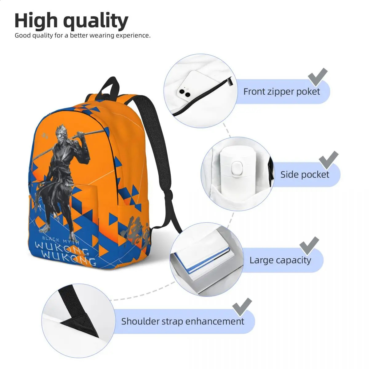 School Pack Most Games Large Capacity Black Mythology Hong Kong Boys and Girls Gifts Childrens Hiking 240822