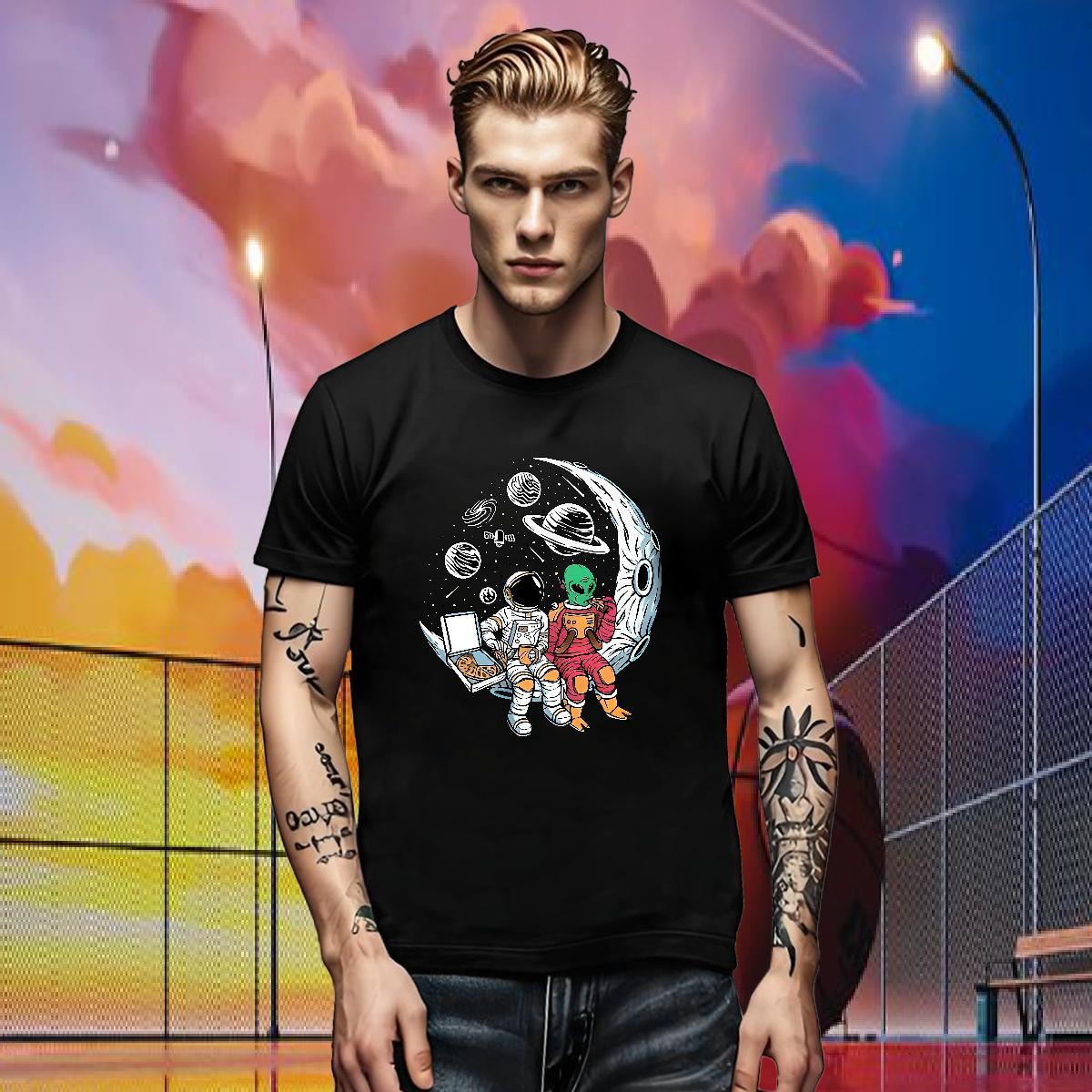 2024 Summer star Men Tops Tees 230g Pure Cotton T Shirts Men Graphic Summer Casual O Neck Short Sleeves Loose Fit Clothings