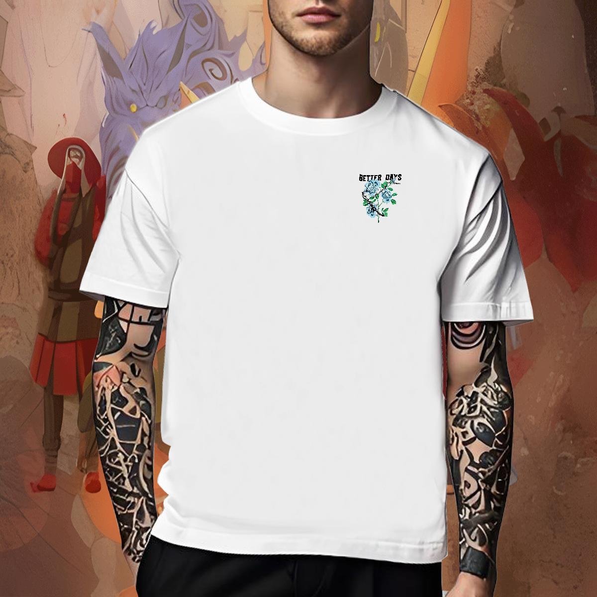 Brand Men Clothes T-Shirt Hip Hop 230g 100% Cotton Custom Big Size Breathable Short Sleeve flower Man T Shirts New Designer Tops
