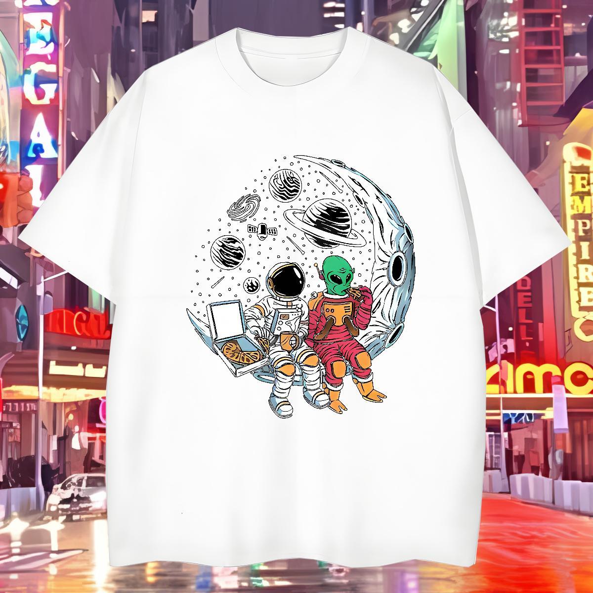 New Arrival spaceman Tshirts 100% Cotton 230g Men T Shirts Plus Size Custom Beach Breathable Short Sleeve Popular Clothes