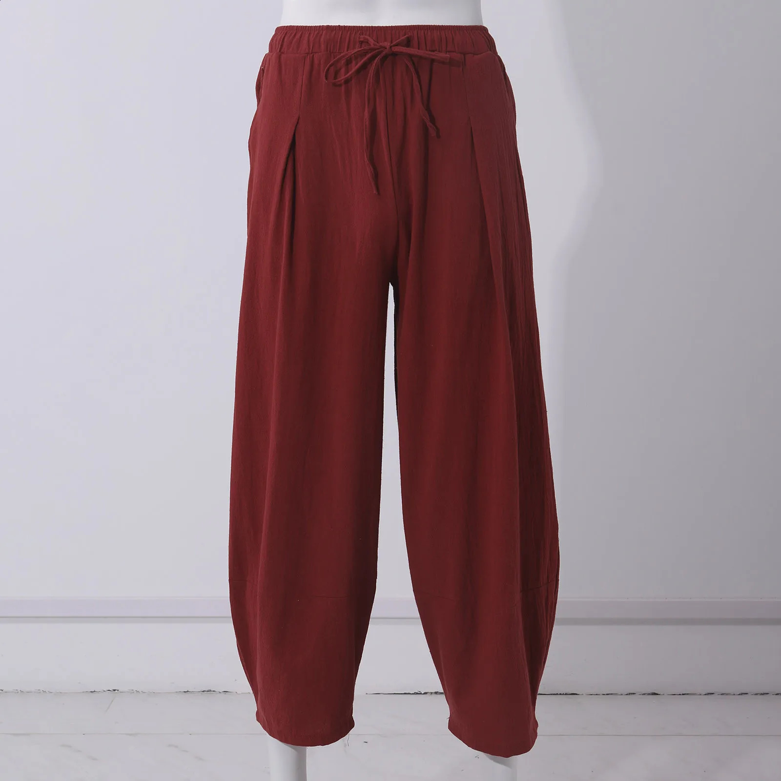 Large Size Drawstring Elastic Waist Harem Pants Mens Harem Pants Summer Fashion Casual Loose Solid Color Pants Daily Causal 240822