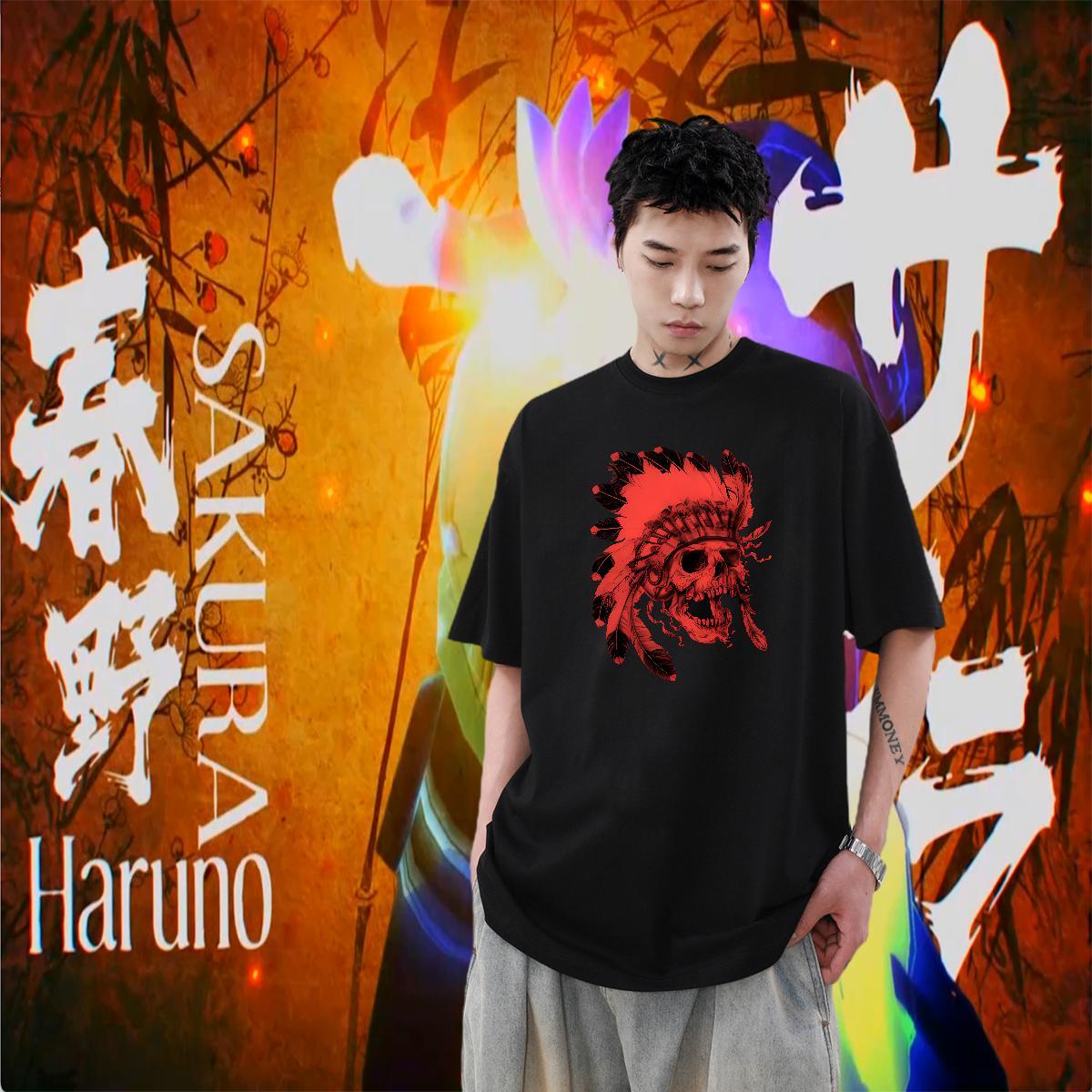 Wholesale Home Outdoor Men Tees scary O Neck Short Sleeves 230g Pure Cotton Mens T Shirts Designer Plus Size Cartoon Wear