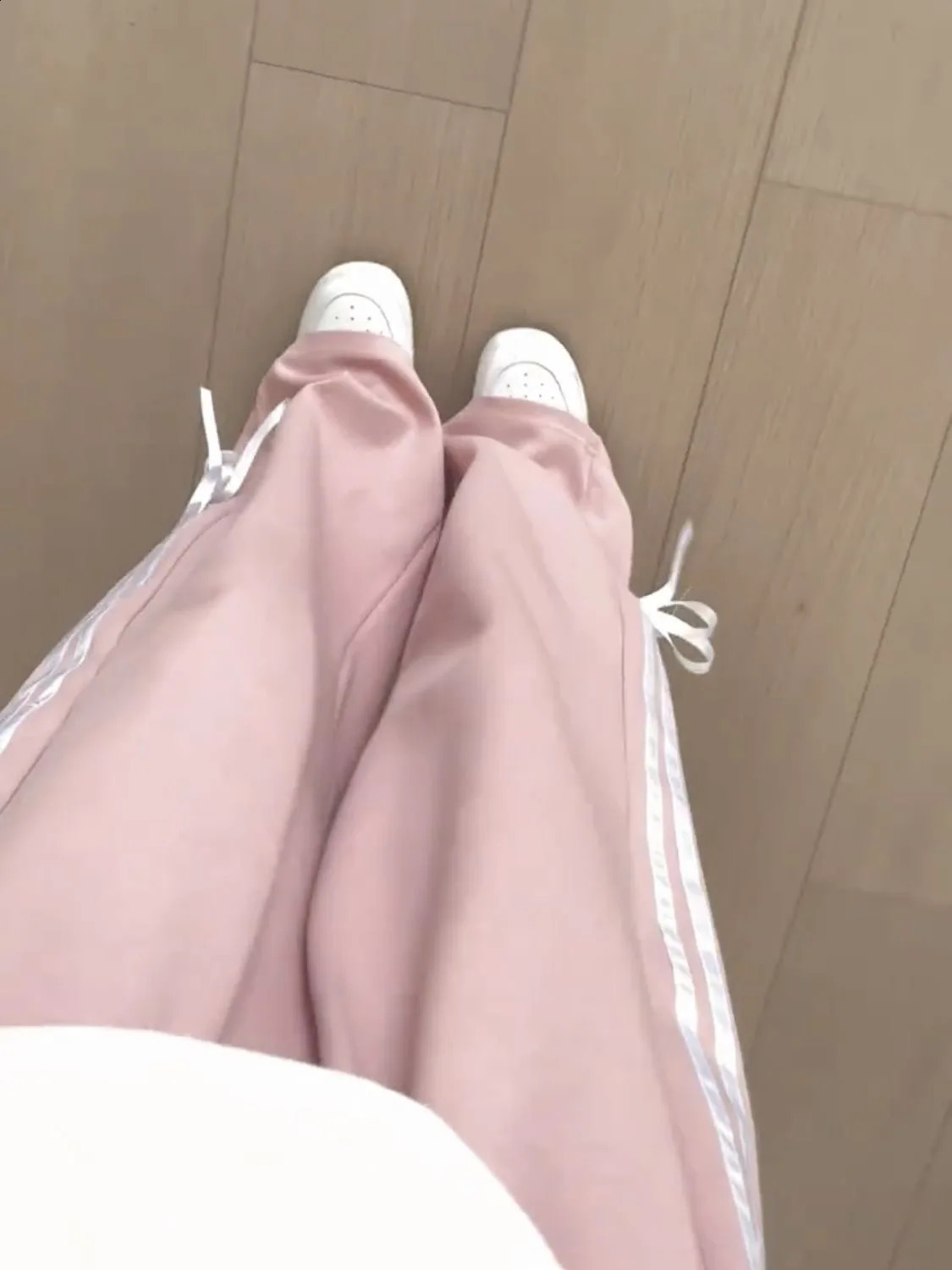 Womens Pink Bow Apricot Sweatpants Y2k Retro 2000s High Waist Baggy Jogger Trousers Harajuku Streetwear Wide Pants Clothes 240821