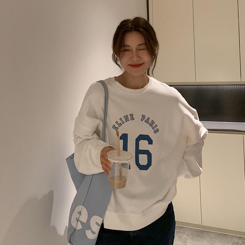 Spring and Autumn New Korean Edition Thin Letter Printed Versatile Loose BF Style Large Size Long Sleeve Hoodie Women's Top dongdumaoyi