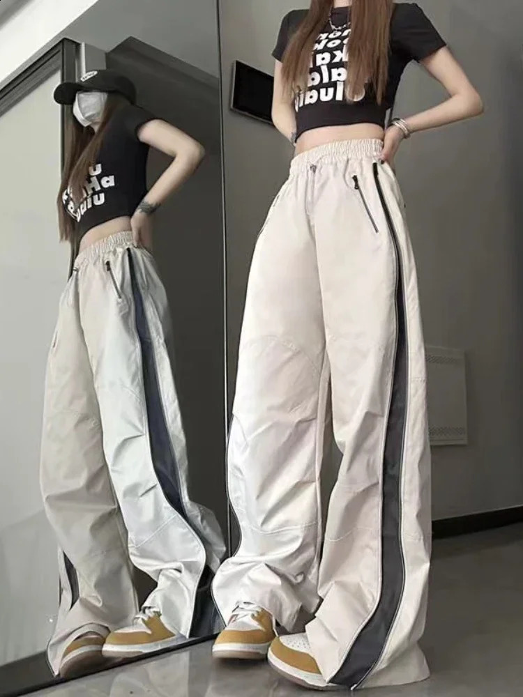 Women Casual Baggy Pants Harajuku Oversized Cargo Pants Y2K Korean Fashion Hip Hop Wide Leg Zipper Trousers Sweatpants 240821