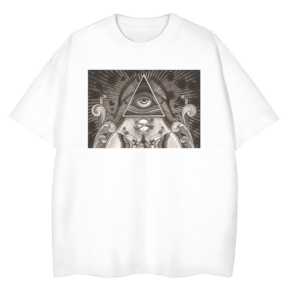 2024 Casual T-Shirts for Women 230g Cotton Breathable Short Sleeve Street eye of the devil Couples T Shirts Nice Cartoon Anime Tops Shirt