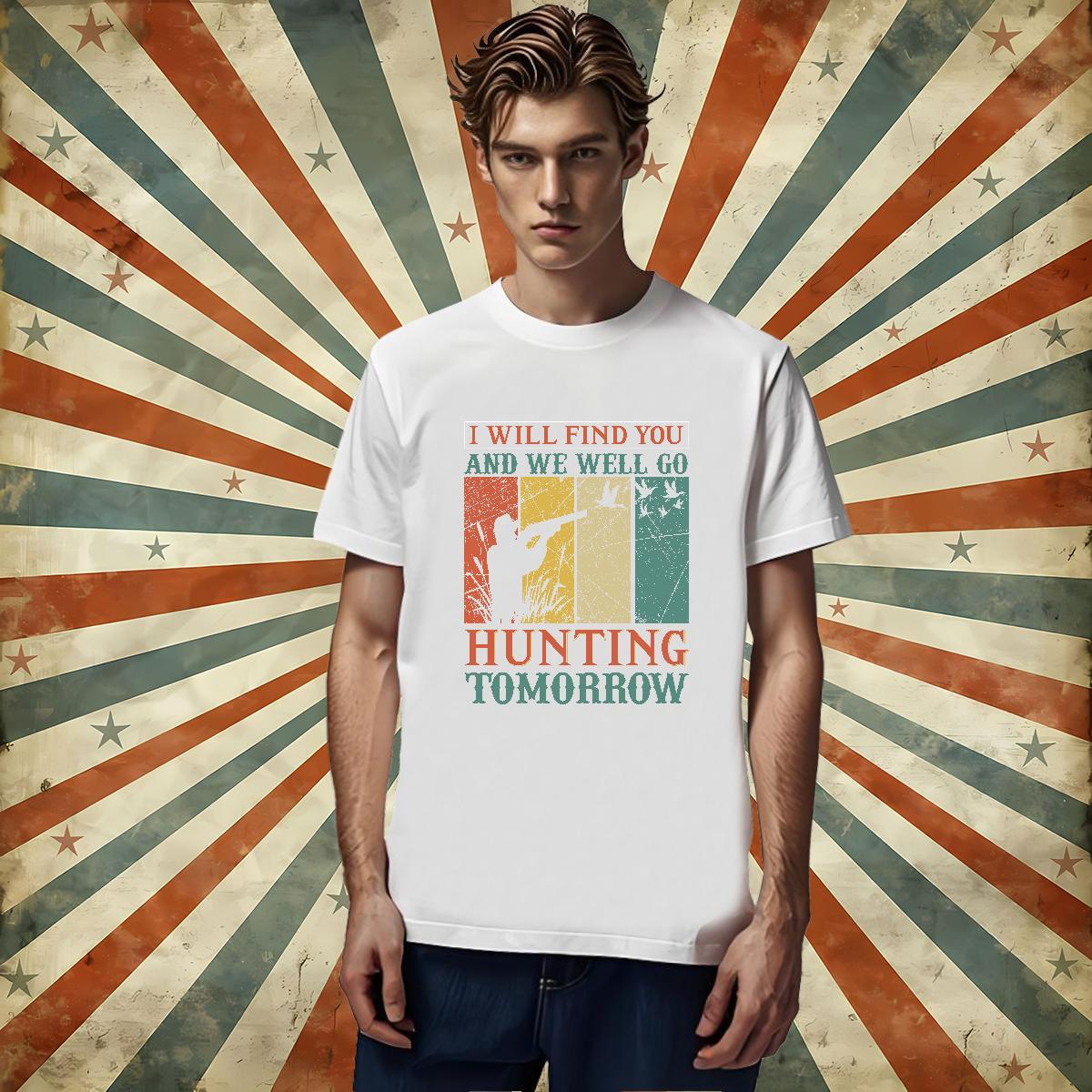Cool hunting T Shirt For Man Hip Hop Mens Tshirts 230g 100% Cotton 2024 O-Neck Short Sleeve Anime Print Clothings