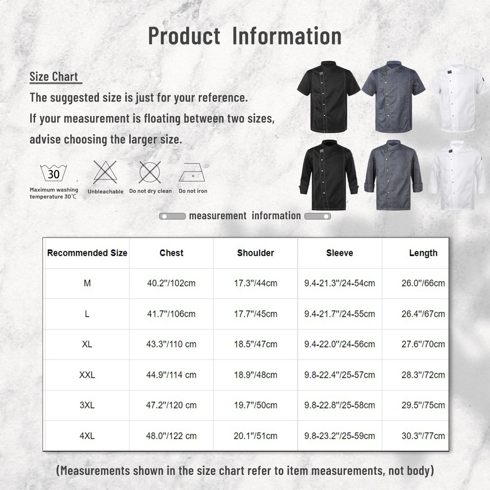 Mens Womens Unisex Chef Shirt Adults Kitchen Work Uniform Chef Coat Cook Jacket el Restaurant Canteen Cake Shop Cafe Costume 240814
