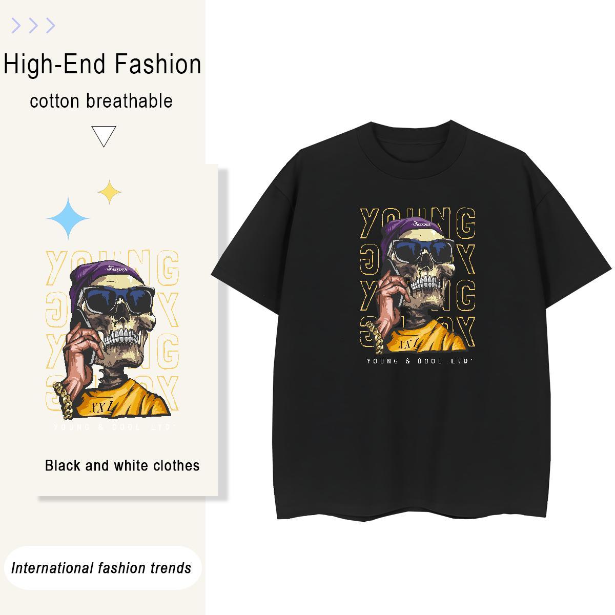 2024 DIY T Shirt For Woman 230g Pure Cotton Comfortable Sports Street Wear skull Women Tshirts Brand Cartoon Anime Tees Shirts