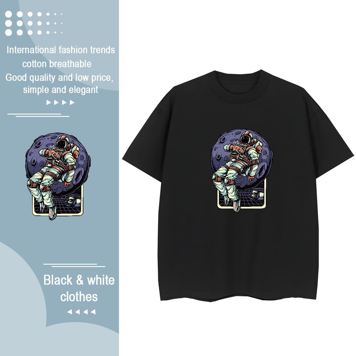 Wholesale Women Tees 230g 100% Cotton universe Sports Street Wear T shirt Short sleeve Soft Cartoon Printing L-4XL Polos