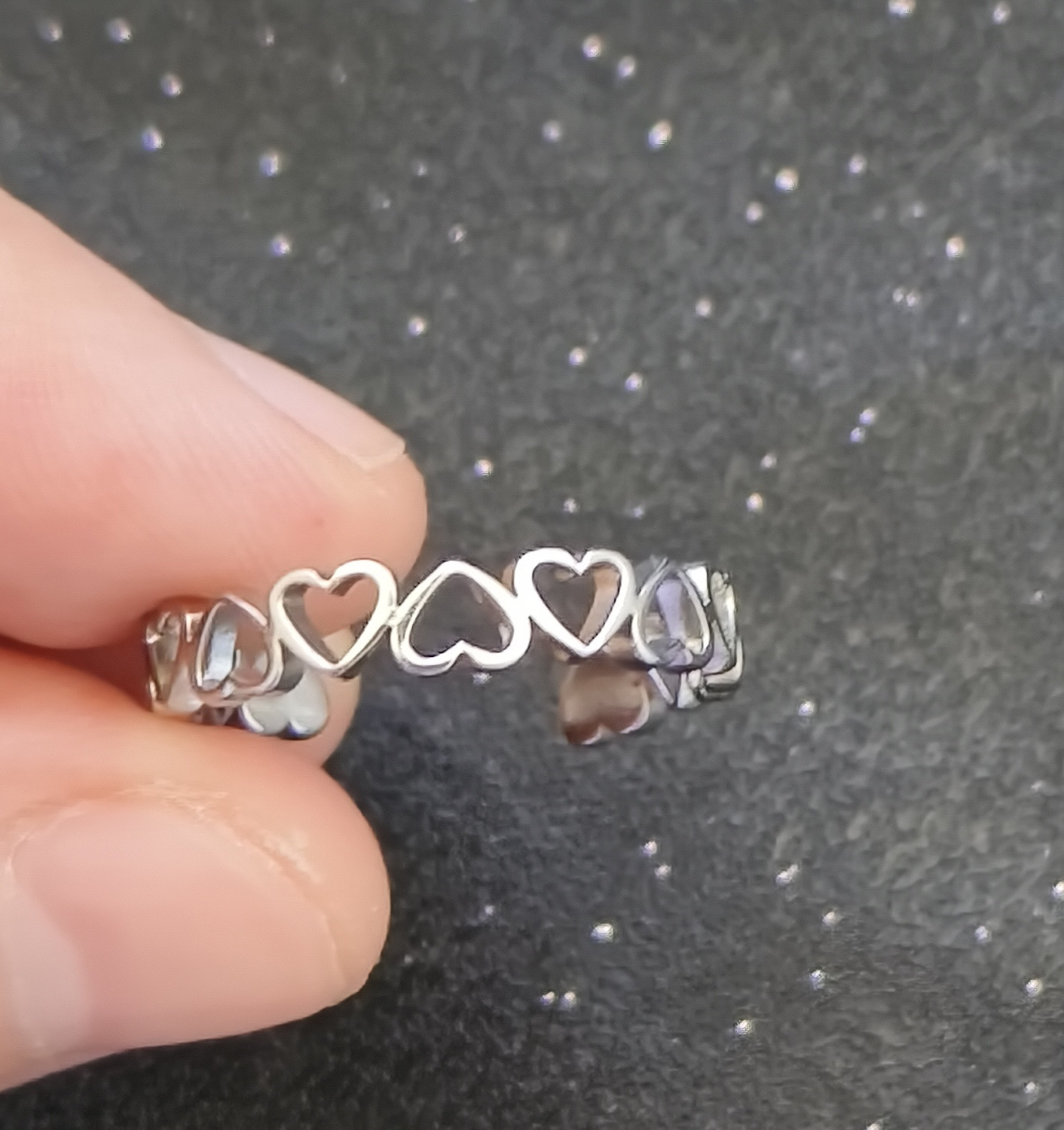 New Heart Connected Front and Back Peach Heart Open Hollow Stainless Steel Ring Flower shaped Ring in Stock
