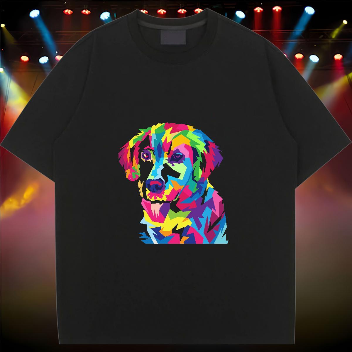 Classic Woman T Shirts Crew Neck Breathable 230g 100% Cotton Unisex Tshirts Custom Cartoon dog Sports Street Wear Brand Polos