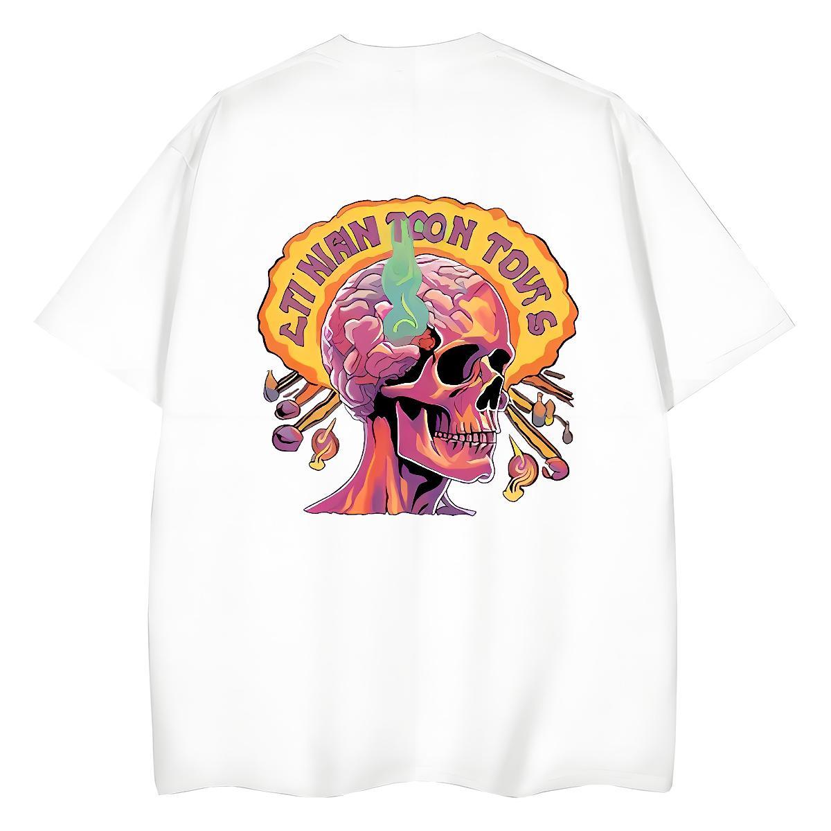 Fashion Casual Woman T Shirts 230g Cotton Short sleeve Soft Outdoor skull Woman Tshirt Nice Custom Print Plus Size Tshirts