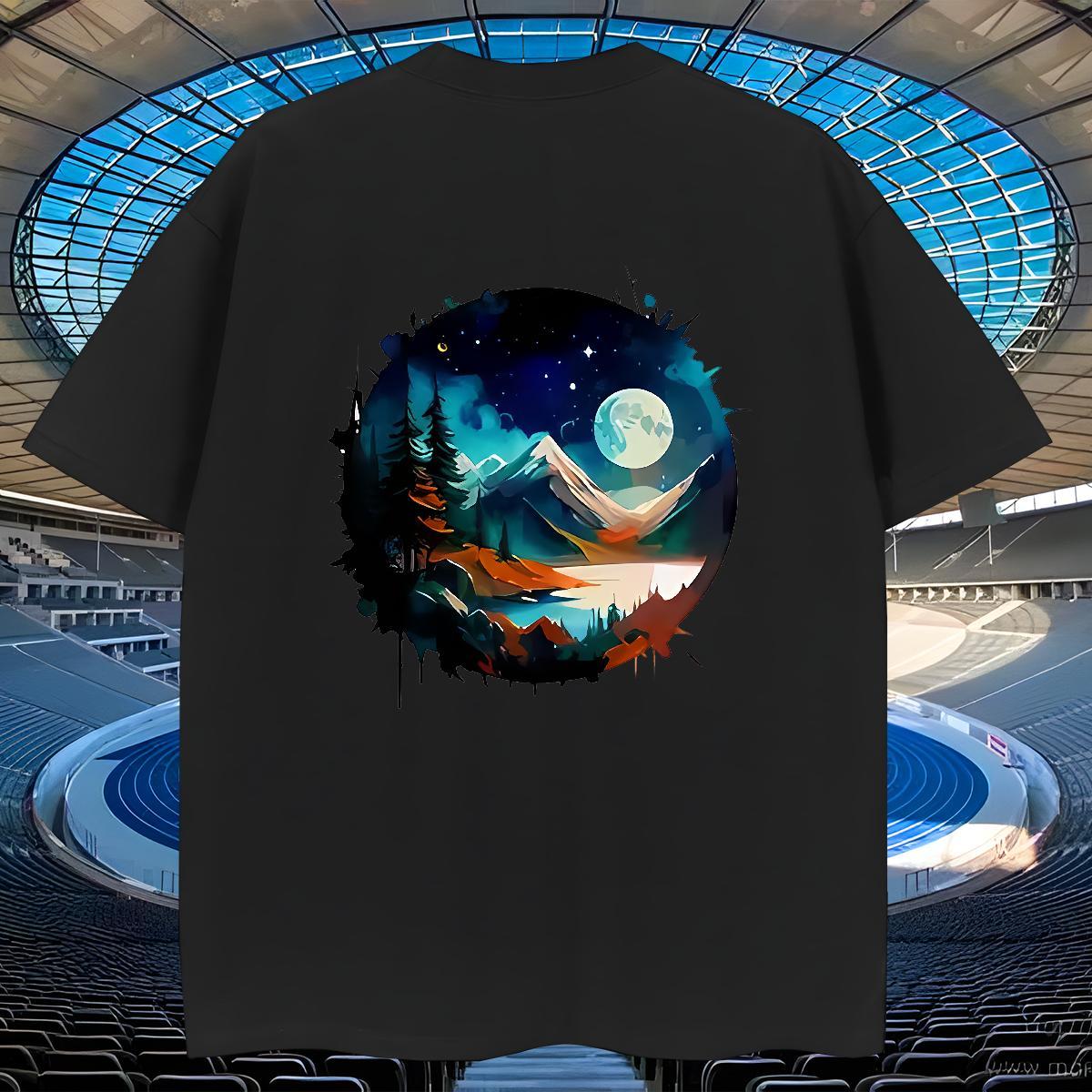 Popular Tshirt for Man Woman Street 100% Cotton 230g Oversized Breathable Crew Neck mountains Man T Shirts Brand Tee Shirt