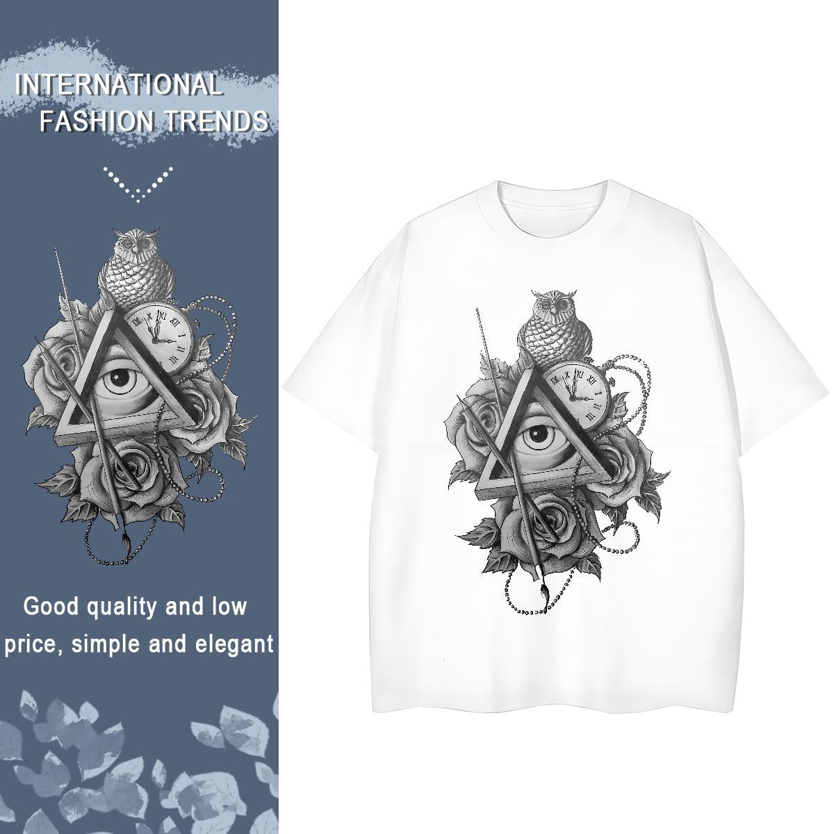 2024 Designer T Shirts Women 100% Cotton 230g Breathable Crew Neck Outdoor eye of the devil Women Tees Comfortable Oversized L-4XL Tops Shirt