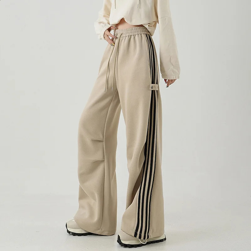 HOUZHOU Sweatpants Side Striped Kpop Sports Pants Joggers Women Grey Trousers Female Loose Casual Korean Streetwear Hip Hop 240821