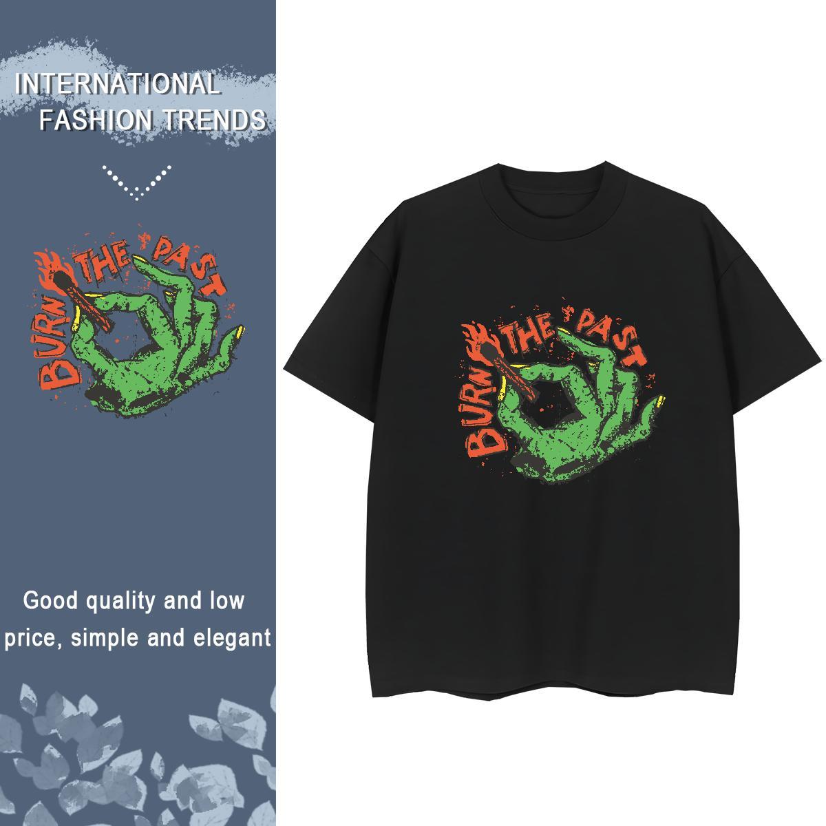 Stylist T shirt 100% Cotton 230g Breathable Outdoor skull Couples T Shirts Female Black White Tees Shirts