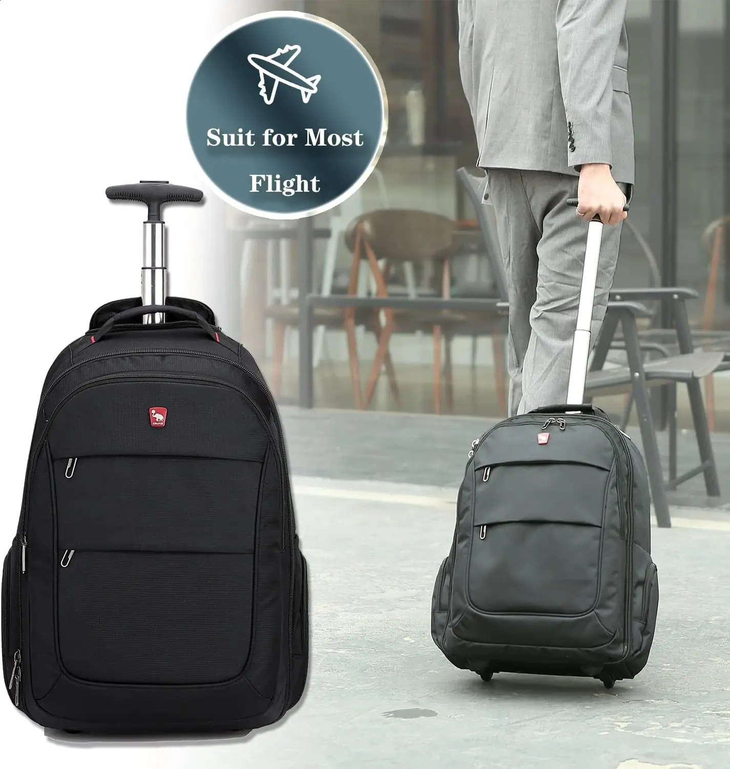 OIWAS Wheel Travel Bag Mens Handcart Backpack Business Large Capacity Gym Sports Bag Womens Travel Bag 240821