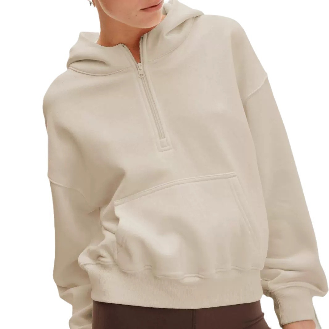 Personalized fashion brand half zip fashionable loose fitting pullover hoodie, long sleeved top dongdumaoyi