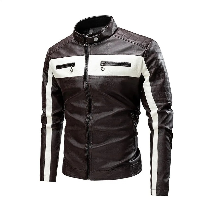 Mens Windproof Motorcycle Jacket Tight Casual Fashion Leather Jacket High Quality Men Clothing Motorcycle Leather Jacket 240822