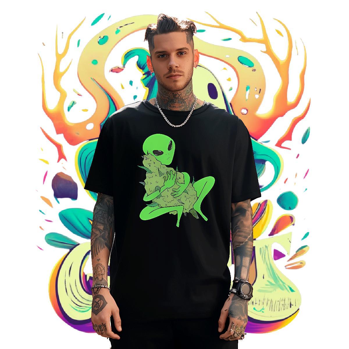 Casual New extra-terrestrial Tshirts 230g 100% Cotton T-Shirts Oversized 3XL 4XL Sports Casual Breathable Soft Unisex Tees