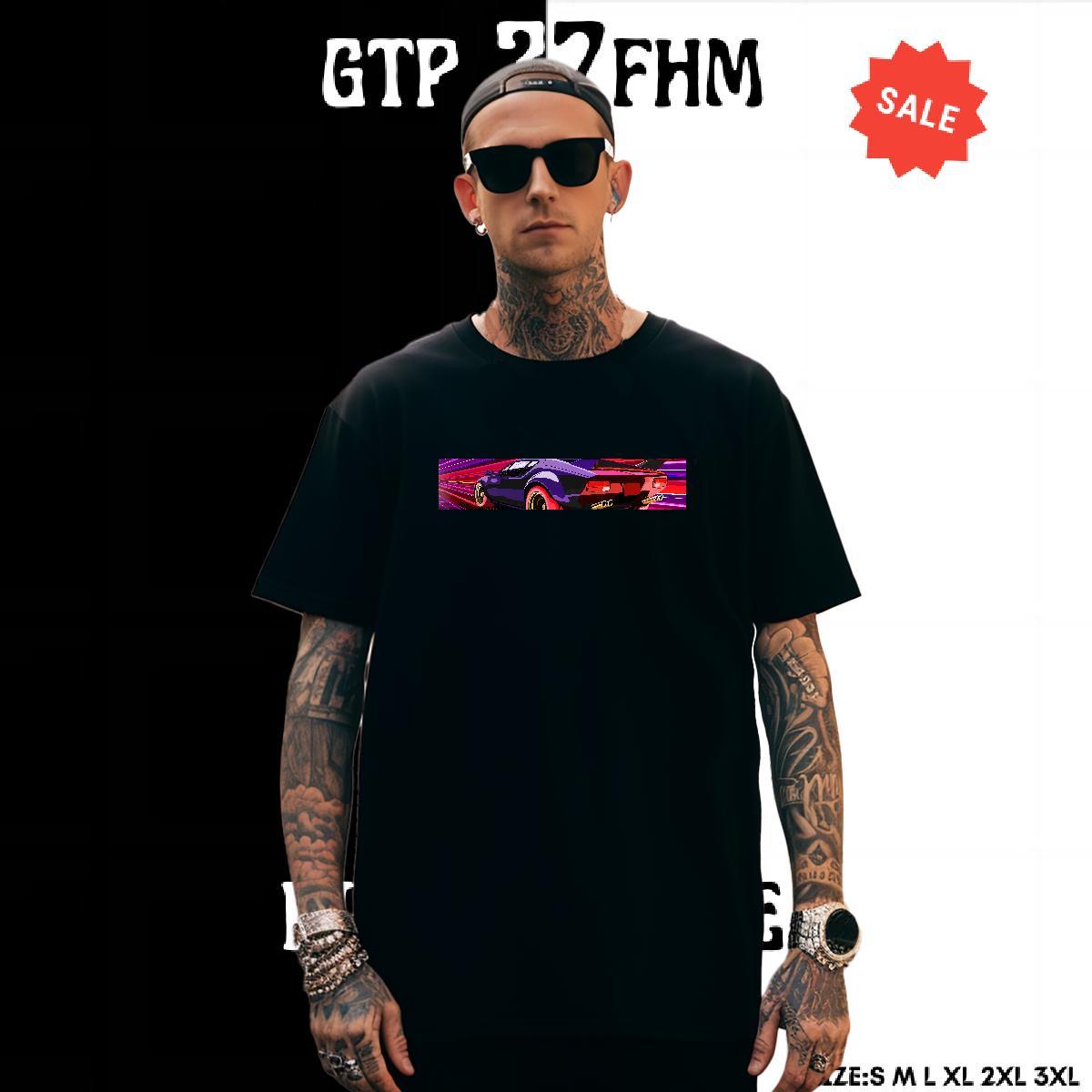 Loose Men Tops Tees Sport 230g 100% Cotton Graphic Crew Neck Breathable car Men T Shirts Casual New Tees Shirts