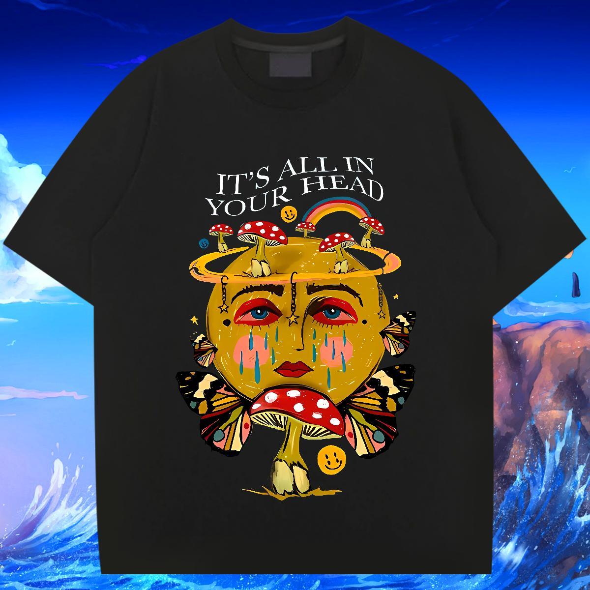 Factory Direct rainbow Tshirts 100% Cotton 230g T Shirts Men DIY Anime Street wear Hip Hop Breathable High Quality Tee Shirt